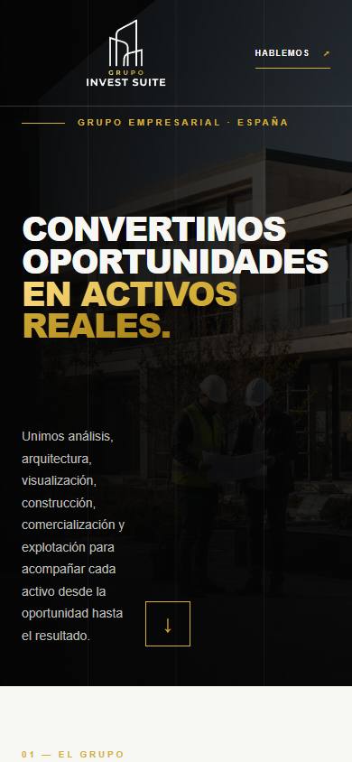 Web de Grupo Invest Suite en el móvil